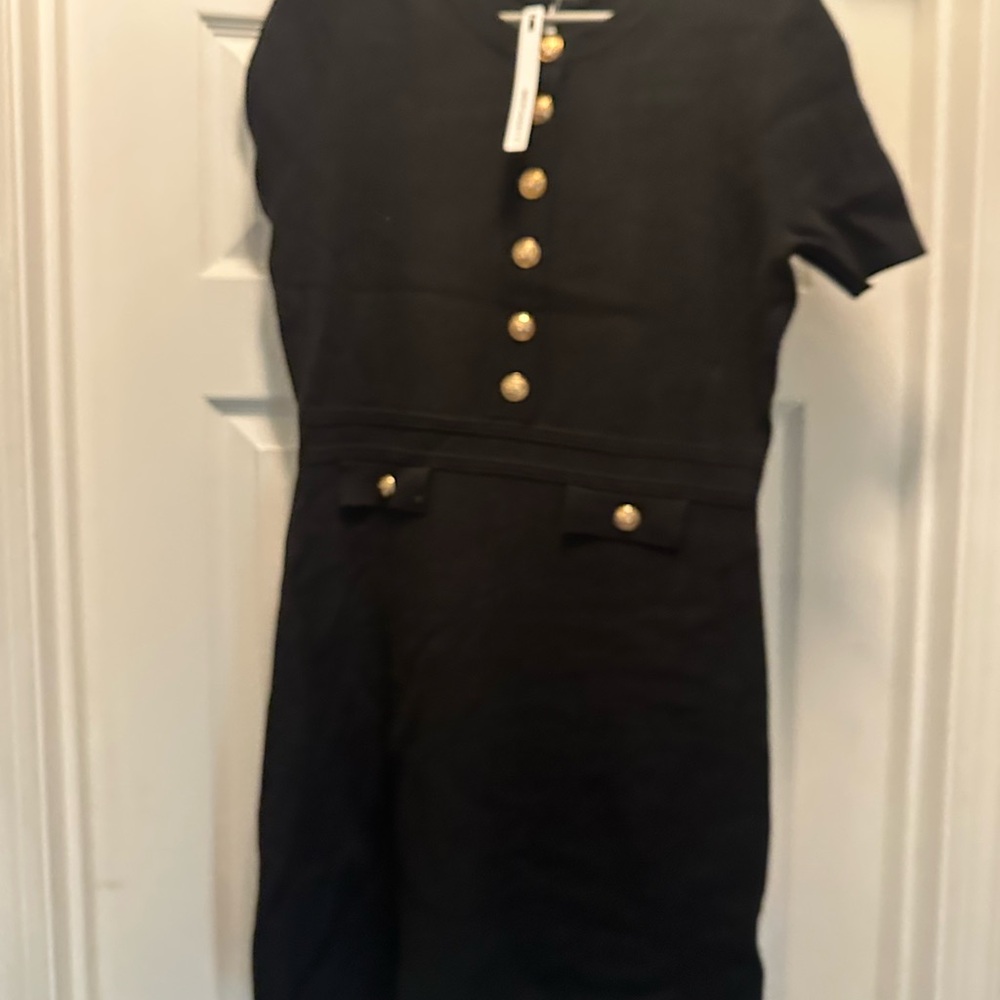 Amazon Black and Gold Buttoned Sheath Mini Dress